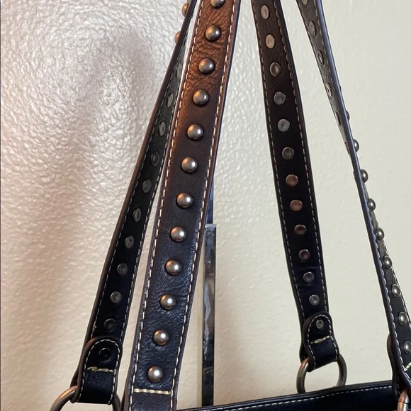 Montana West Concealed Carry Black and Gray Studded Tote - Picture 4 of 14